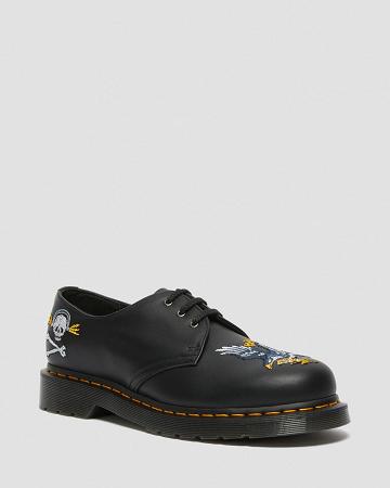 Dr Martens 1461 Souvenir Embroidered Leren Oxford Schoenen Dames Zwart | NL 421ILH